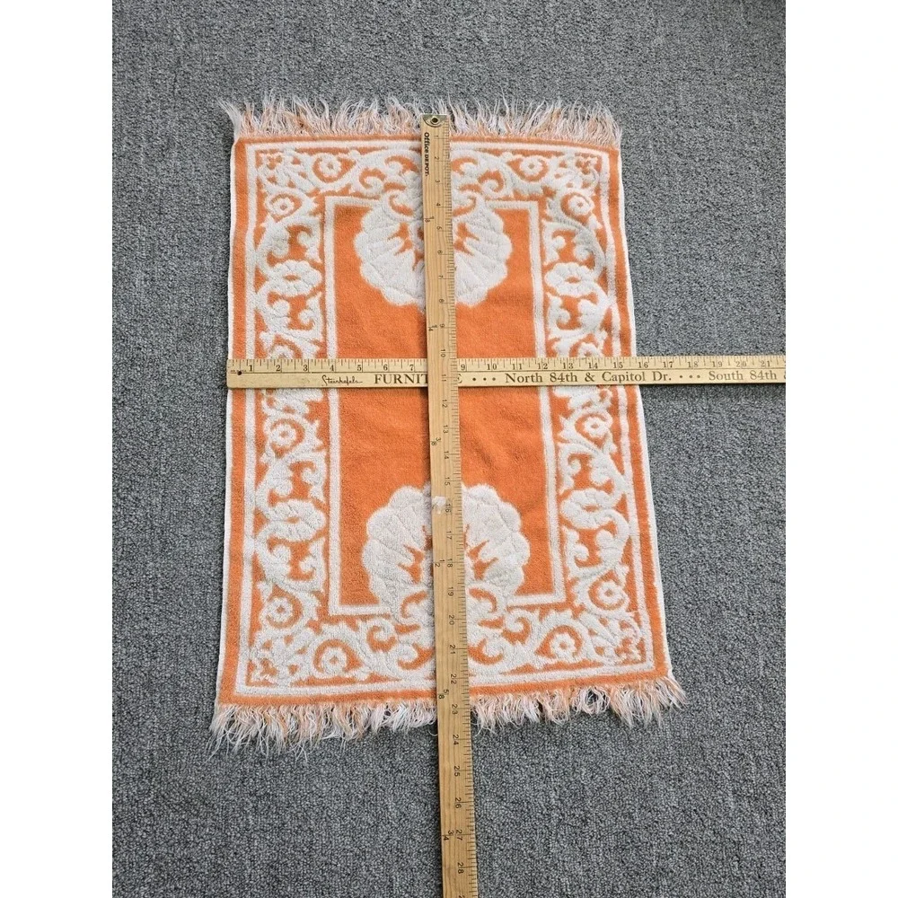 Vintage Sears Drylon Hand Towel And Wash Cloth Orange Retro MCM